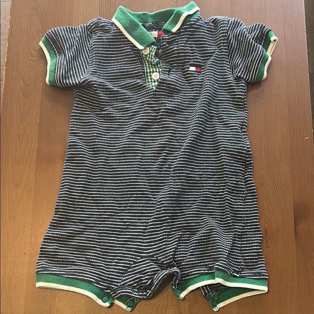 Tommy Hilfiger Navy and Green Baby Romper
